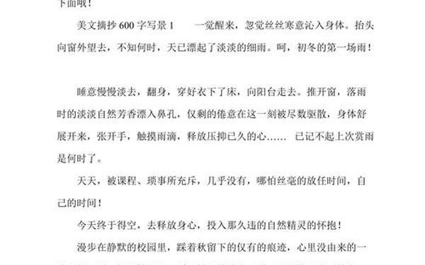 美文摘抄500字左右,经典美文摘抄600字