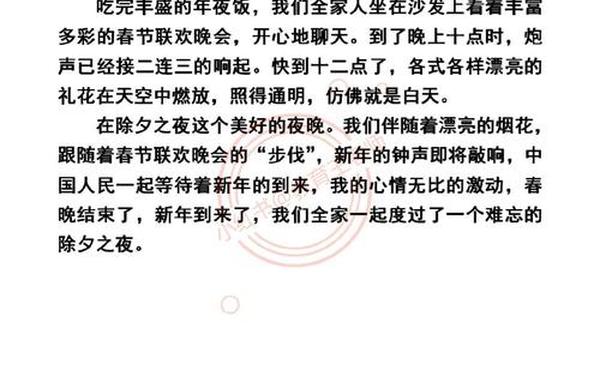 除夕夜作文_除夕夜的感想20字怎么写