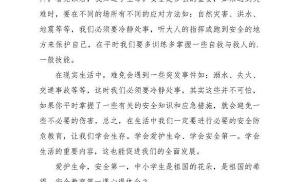 国家安全教育课心得-安全教育第一课心得体会