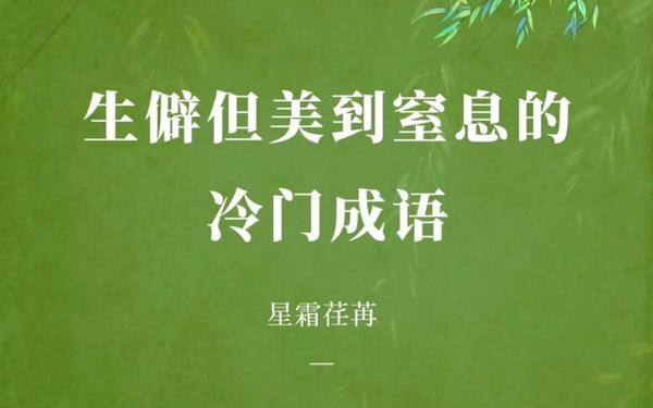 大格局有涵养的成语、生僻却美到爆的成语