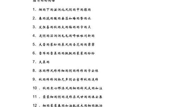 带雨字的成语;雨的成语100个