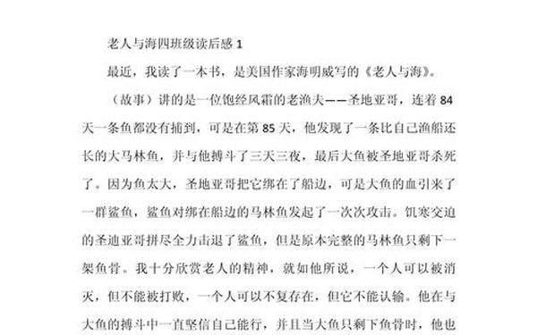 好书读后感 《老人与海》读后感
