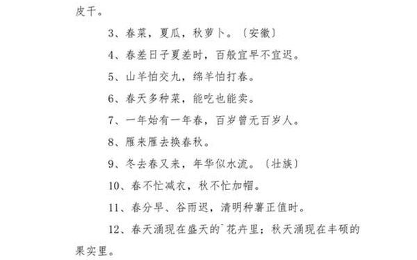 关于春天的谚语,春天的俗语有哪些