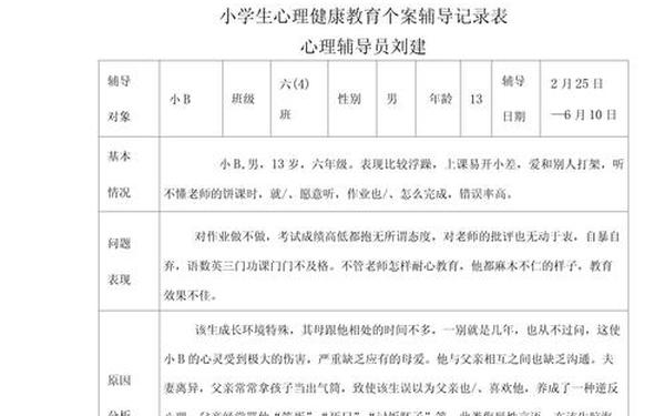 小学生个案分析(学生课堂行为观察记录与分析) 小学生个案分析(学生课堂行为观察记录与分析)