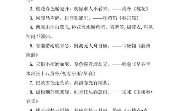 描写春天的诗句古诗大全(赞美春天的诗歌)