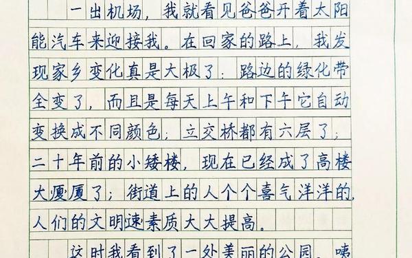 二十年后的家乡450字(20年后的生活450字作文免费)