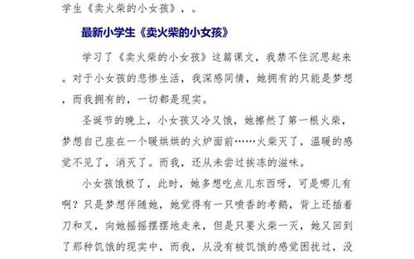 三年级童话故事300字森林超市—卖火柴的读后感30字