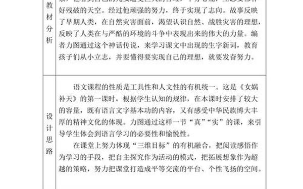 女娲补天教学设计;幼儿女娲补天教案 女娲补天教学设计;幼儿女娲补天教案