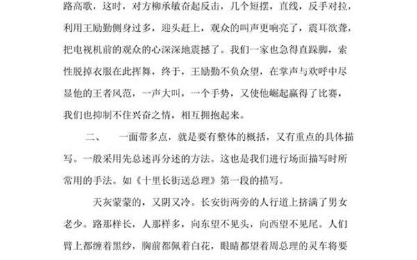 点面结合的场面描写,点面结合写场景50字
