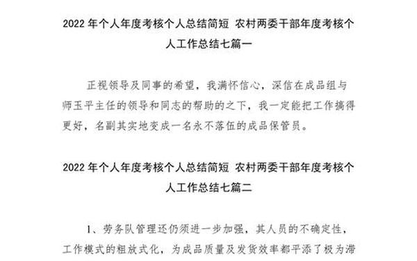 2022年度考核表个人工作总结—两委干部工作总结