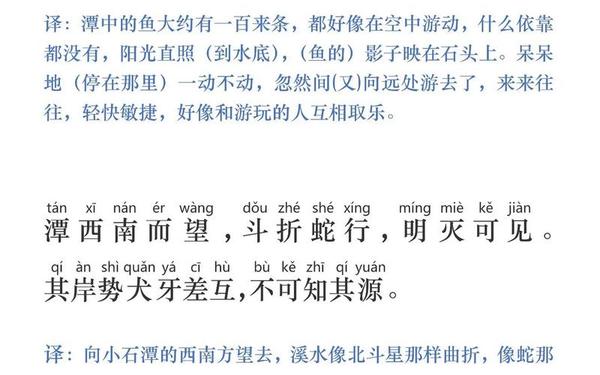小石潭记阅读答案;《小石潭记》阅读理解