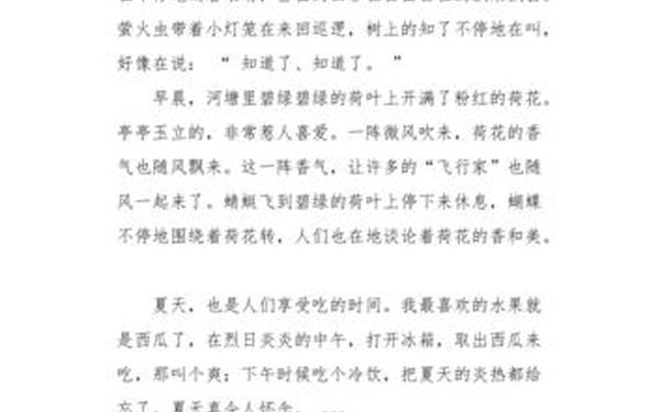 夏天作文300字优秀;四年级下册夏天的作文三百字