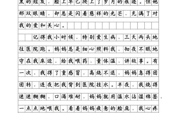 母爱的作文500字优秀、这个人,真难忘作文600字