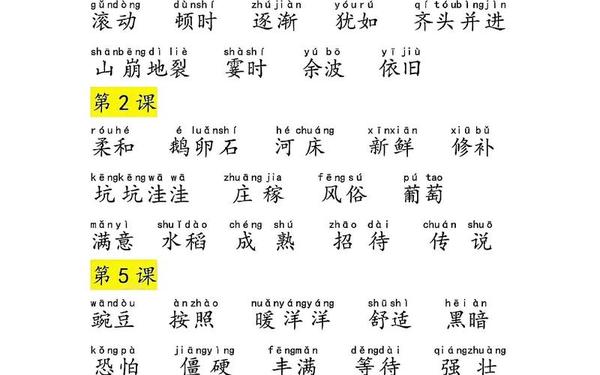 四年级开学第一课 四年级语文第一课词语 四年级开学第一课 四年级语文第一课词语