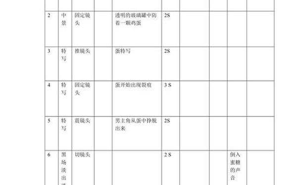分镜头剧本格式 分镜头脚本模板