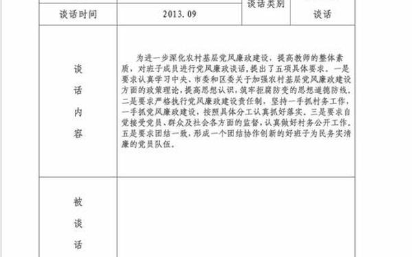 廉政谈话记录、党风廉洁约谈记录
