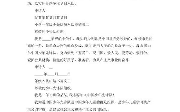 小学生入队申请书_入队申请书(通用)