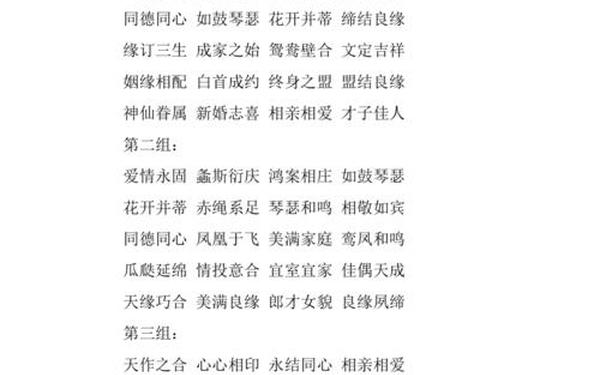 结婚祝福语四字成语、新婚祝福4个字