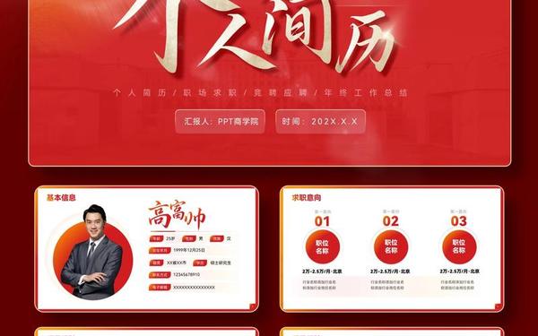 年终总结汇报ppt模板_简历自我评价精简50字