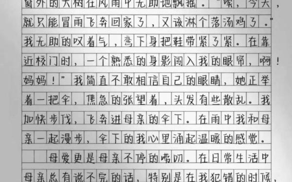雨作文600字 歌颂母爱的作文600字