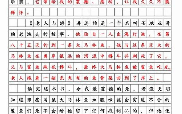 《老人与海》读后感600字作文-老人与海故事梗概450字作文