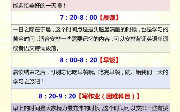 初中学霸每天一日计划表(初一学霸周末计划表) 初中学霸每天一日计划表(初一学霸周末计划表)