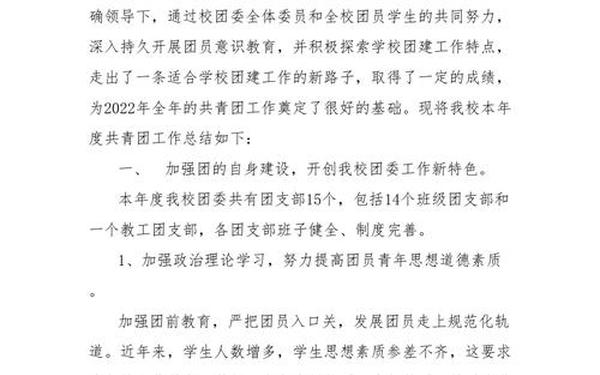 中学团委工作总结,团委年度工作总结
