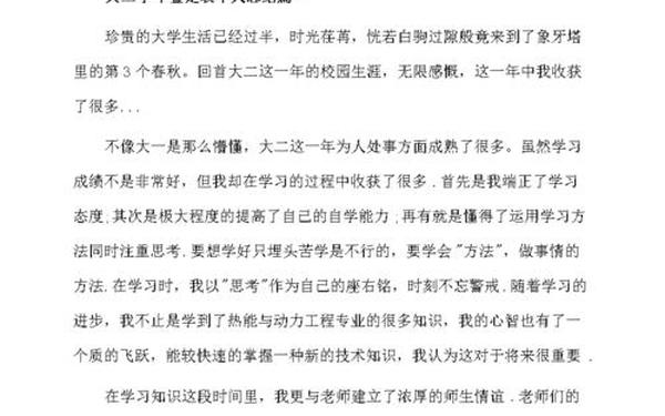 大二学年个人总结300字 大三学年自我鉴定总结