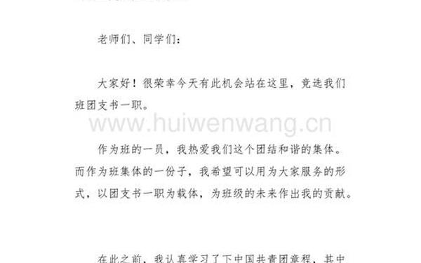 团支书竞选发言稿;团支书竞选演讲稿100字