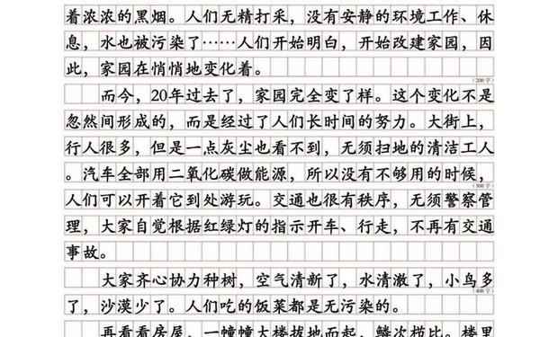 二十年后的家乡200字作文_现在的家乡与二十年后的家乡对比