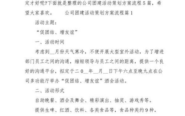 公司活动策划方案;公司小型团建活动方案