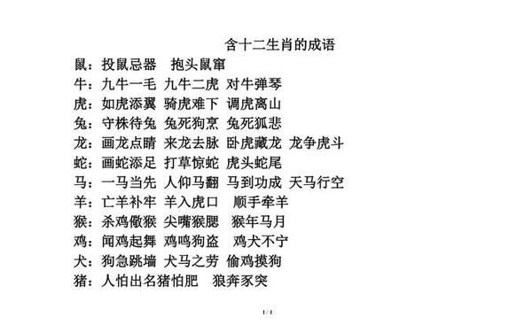 十二生肖成语_生肖的四字词语 十二生肖成语_生肖的四字词语
