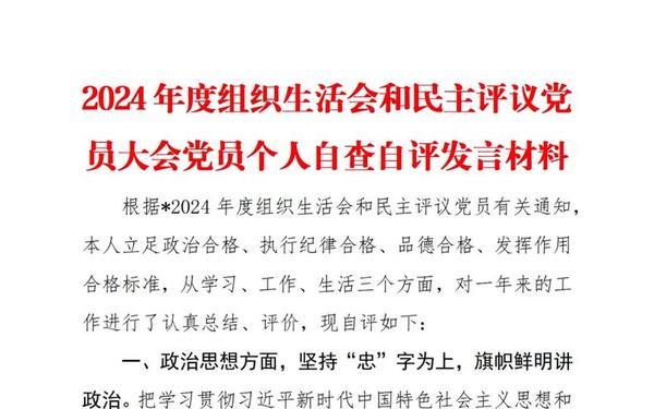 党员组织生活会发言-2025年民主生活个人检查