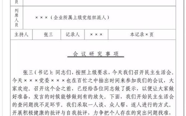 民主生活会会议记录,民主评议会议记录范文