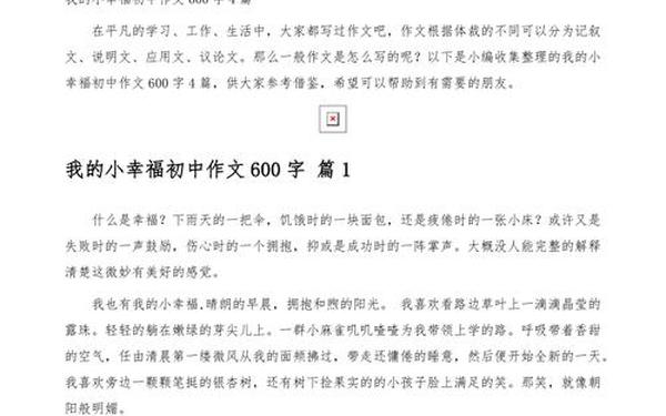 我作文600字初中;片段组合式小标题作文