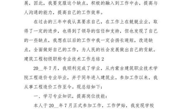 初级职称工作总结、专业技术工作总结初级职称