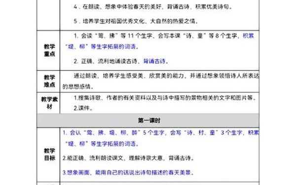 人教版二年级下册语文教学计划 二年级下册1～8单元教案