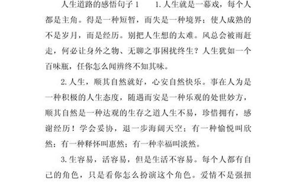 我的人生感悟;人生路的感悟句子