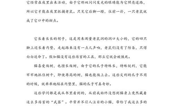 小猫400字优秀作文(仿写《猫》400字)