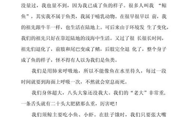 关于鲸的自述_一个小孩在鲸鱼肚子里生活
