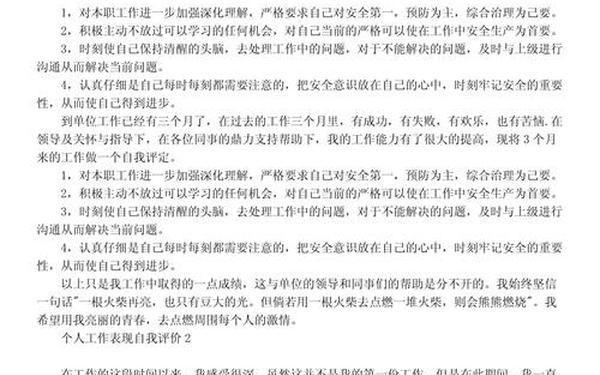 个人工作评价—工作表现评价怎么写简短