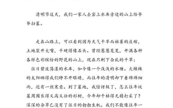 清明三年级作文300字;清明节作文免费300字