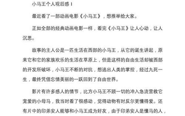 小马王观后感,电影小马王的影评