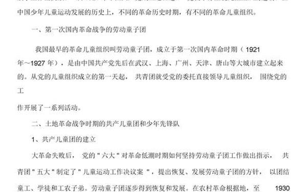 小学少先队活动记录;中国少先队历史简介