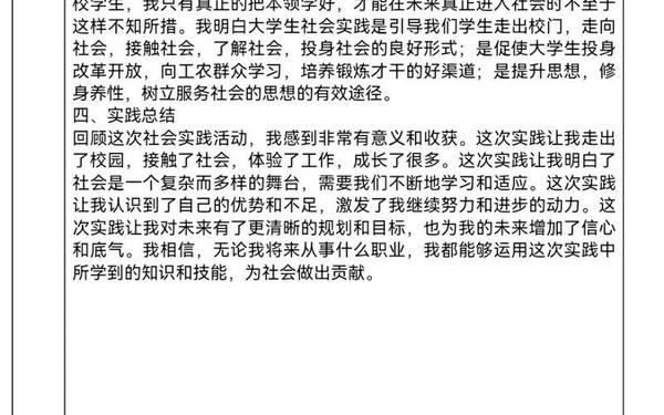 个人实习总结、社会实践小结简短100字