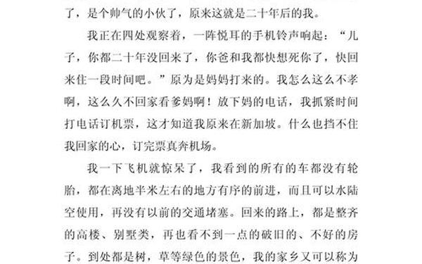 20年后的家乡作文怎么写,20年后的家乡范文