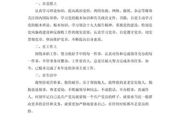党员个人评议_党员个人自评情况