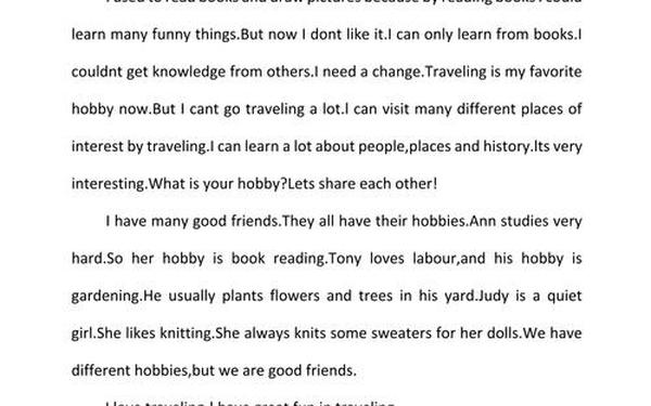 myhobby英语作文_my hobby5句
