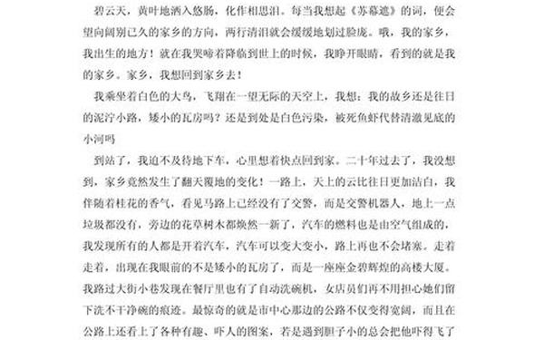 20年后的家乡300字优秀作文—20年后的家乡,三百字左右