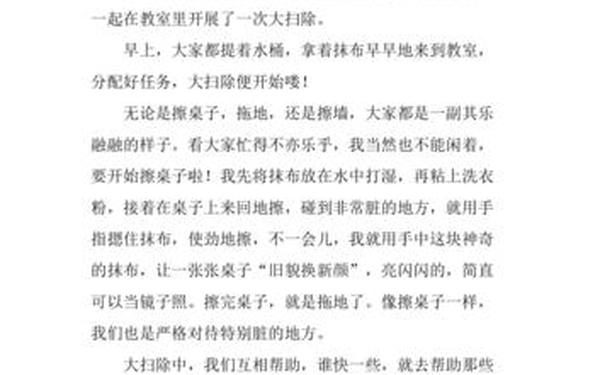 大扫除作文—班级大扫除300字左右